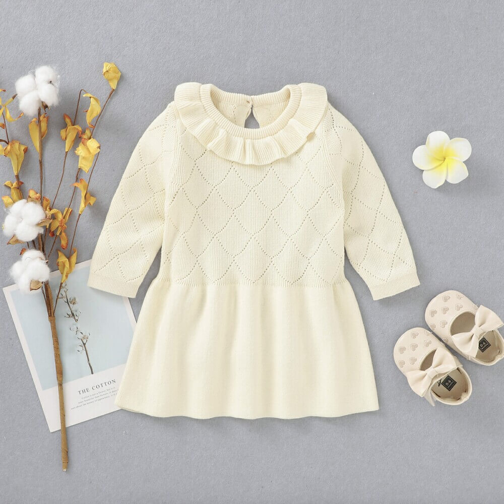 Baby Lotus Leaf Collar Knitted Dress