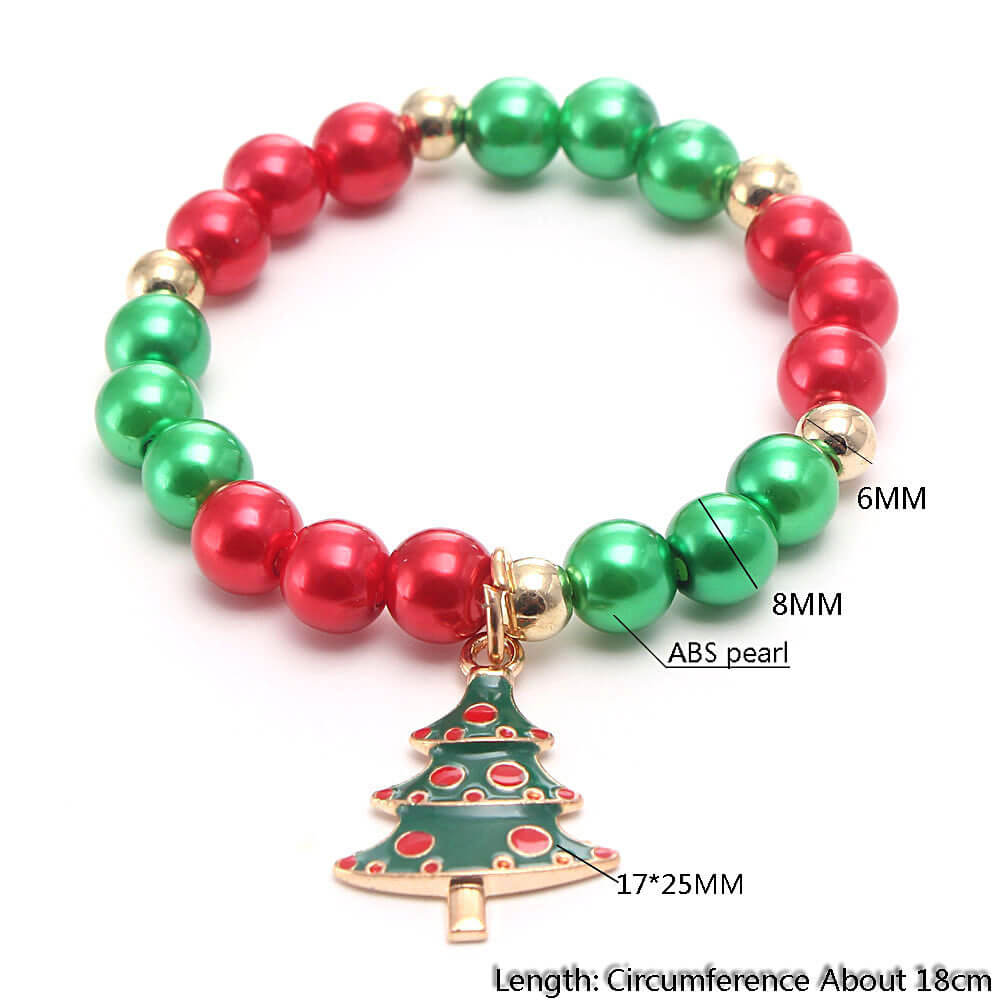 Christmas Tree Charms Bead Bracelet