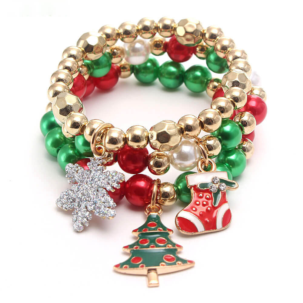 Christmas Charms Bead Bracelet