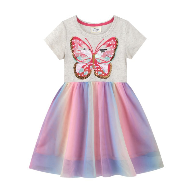 Sequin Embroidered Butterfly Tulle Dress