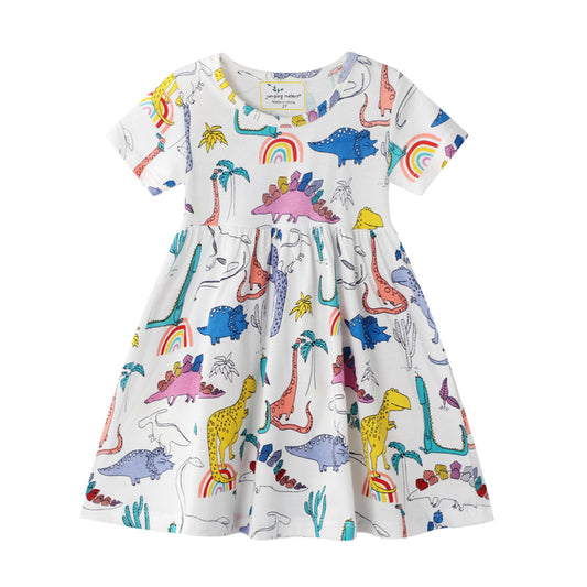 Colorful Dinosaur Cartoon Dress