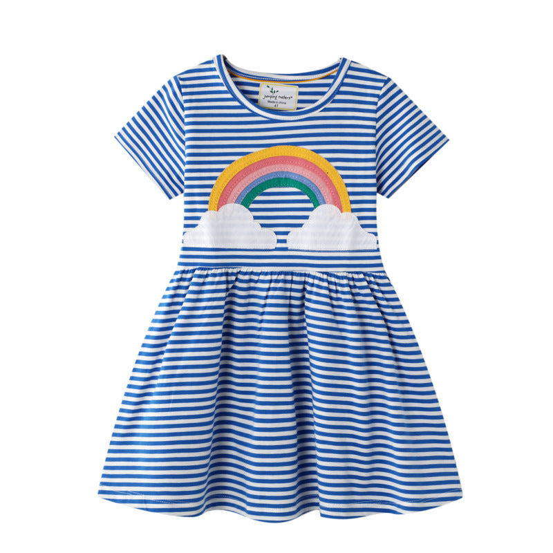 Rainbow Clouds Girl Striped Dress