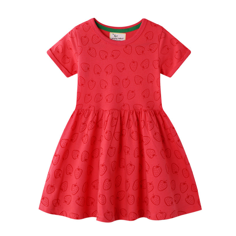 Strawberry Print Toddler Girl Dress