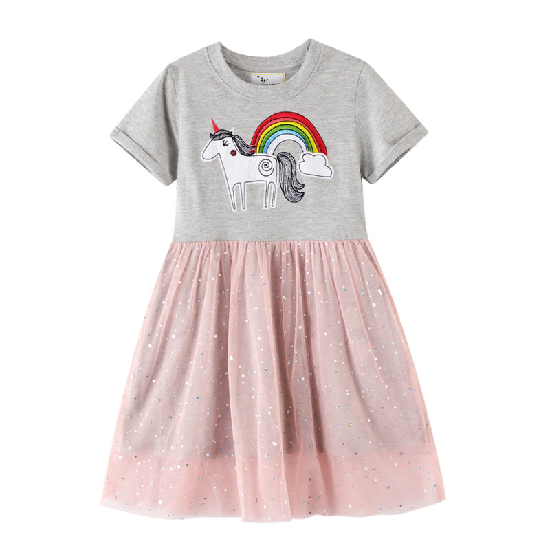 Rainbow Unicorn Pink Tulle Dress