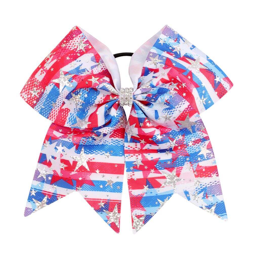 4th of July Silver Star Cheer Bows