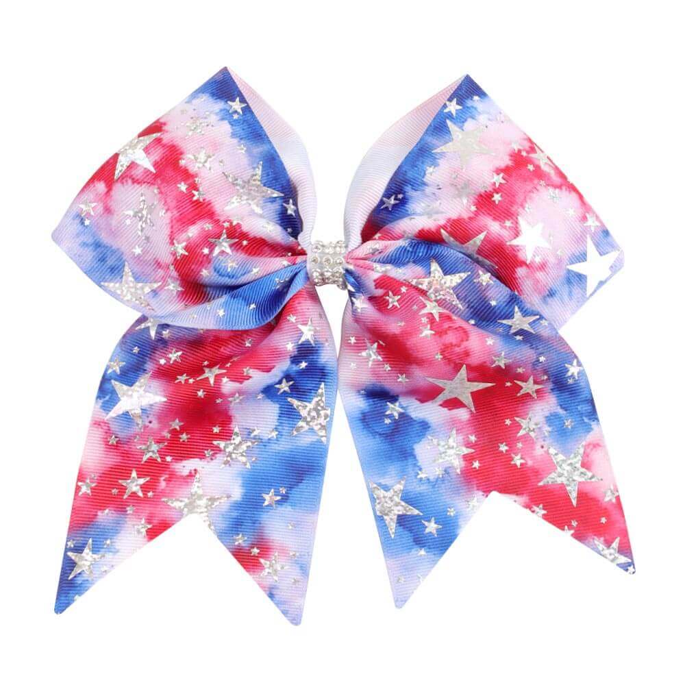 4th of July Silver Star Cheer Bows