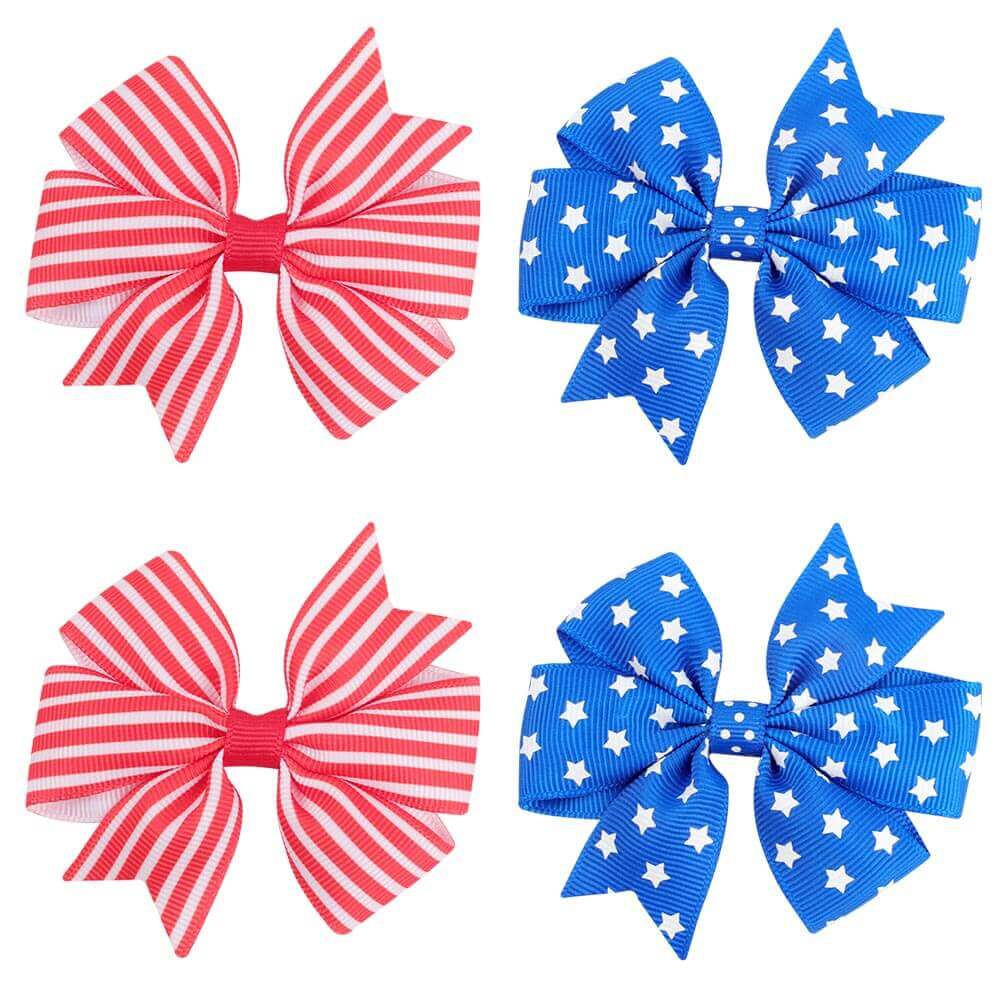 4PCS Patriotic Pinwheel Hair Bows