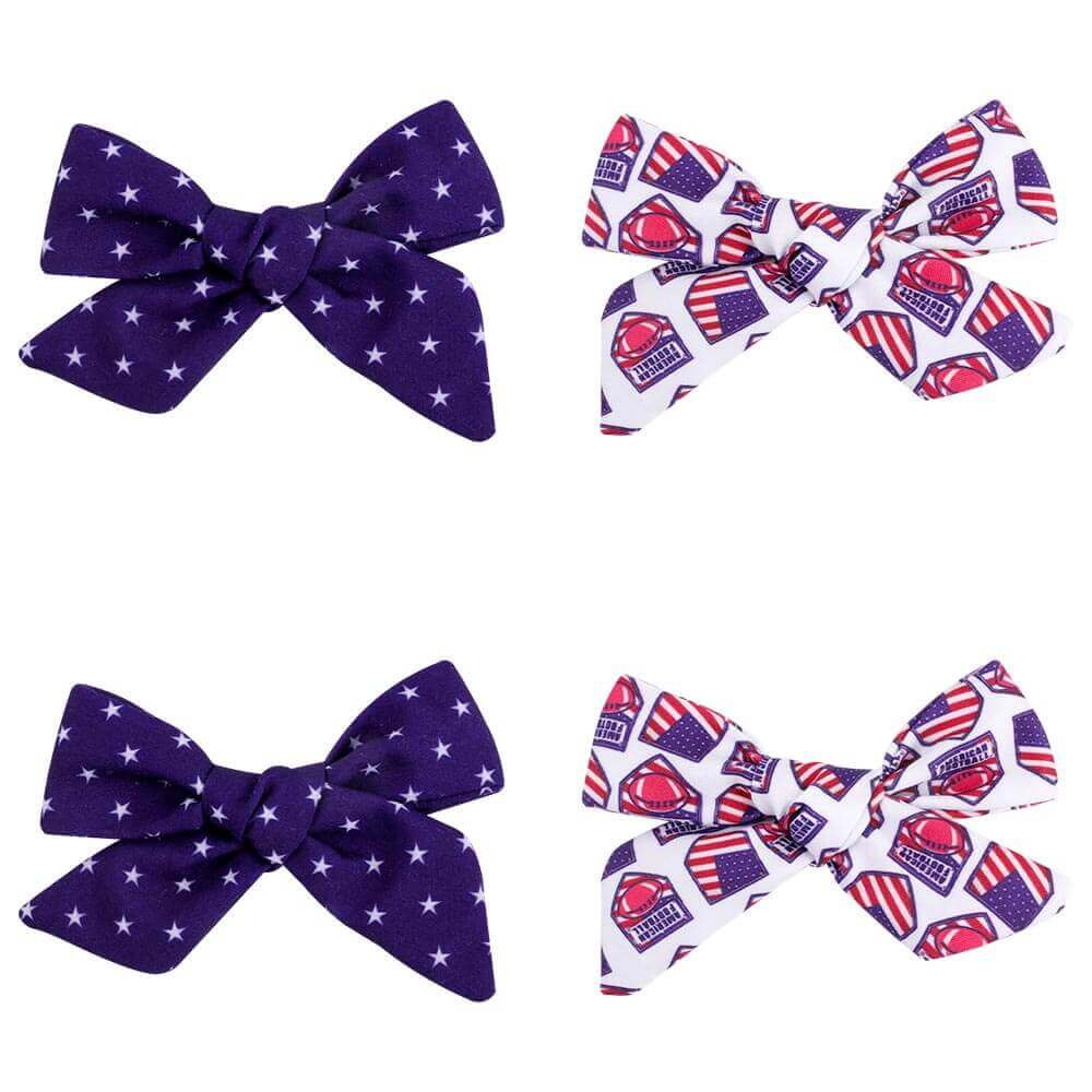 4PCS Patriotic American Flag Fabric Bows