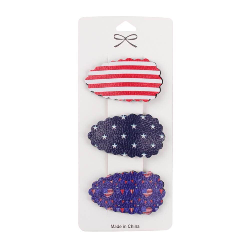 3PCS 4th of July Oval Hair Clips