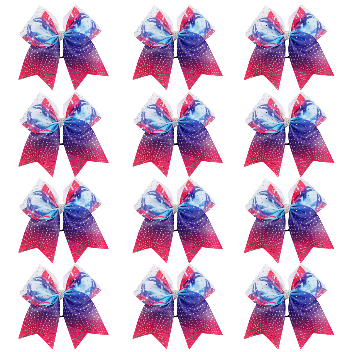 12PCS 4th of July Stars Cheer Bows