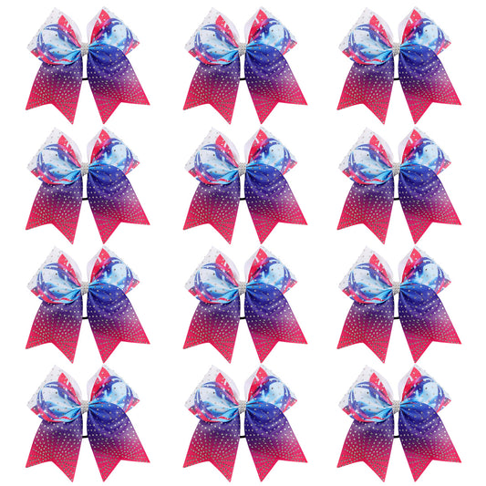 12PCS 4th of July Stars Cheer Bows