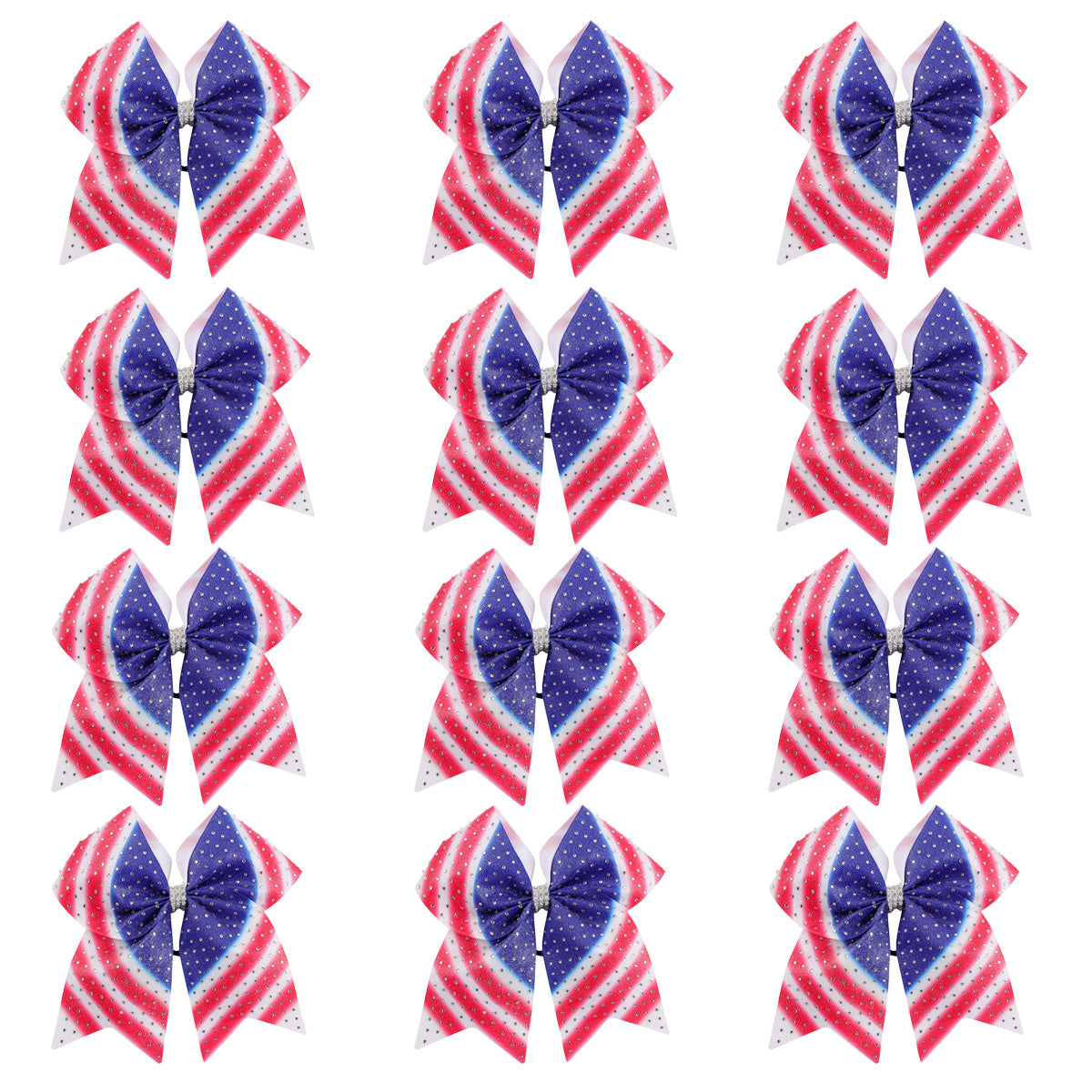 12PCS 4th of July Stars Cheer Bows