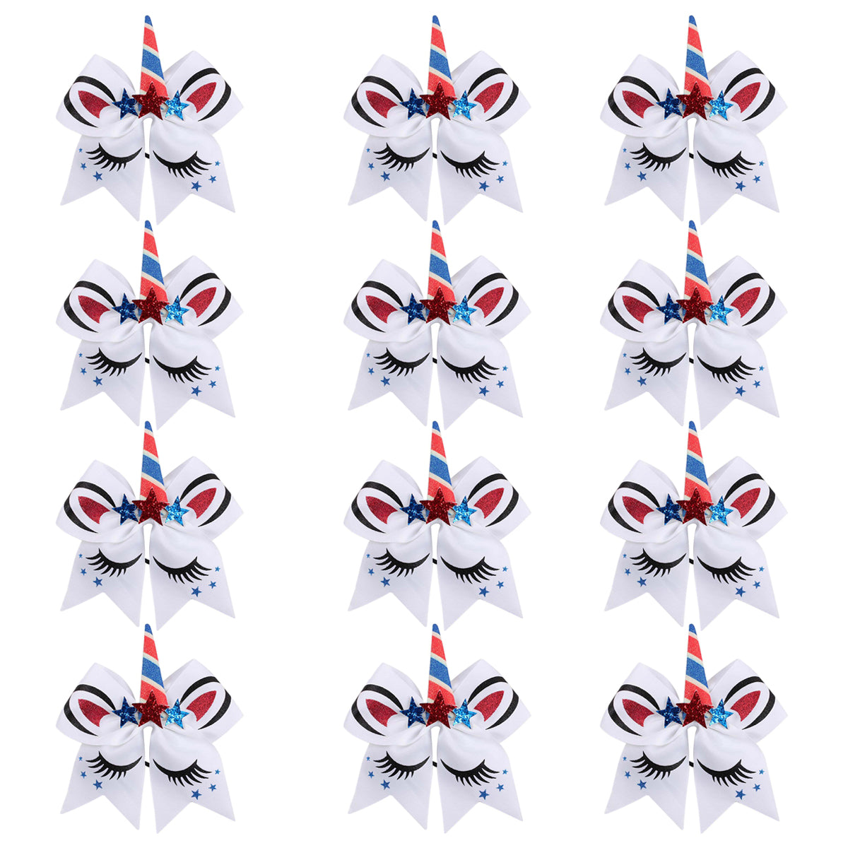 12PCS 4th of July Stars Cheer Bows