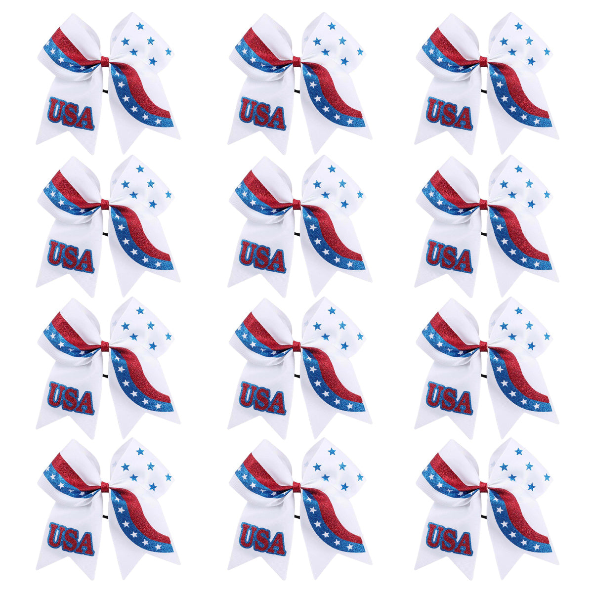 12PCS 4th of July Stars Cheer Bows