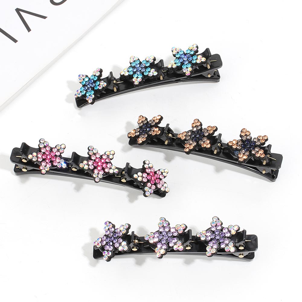 4PCS Crystal Braids Hair Clips for Ladies