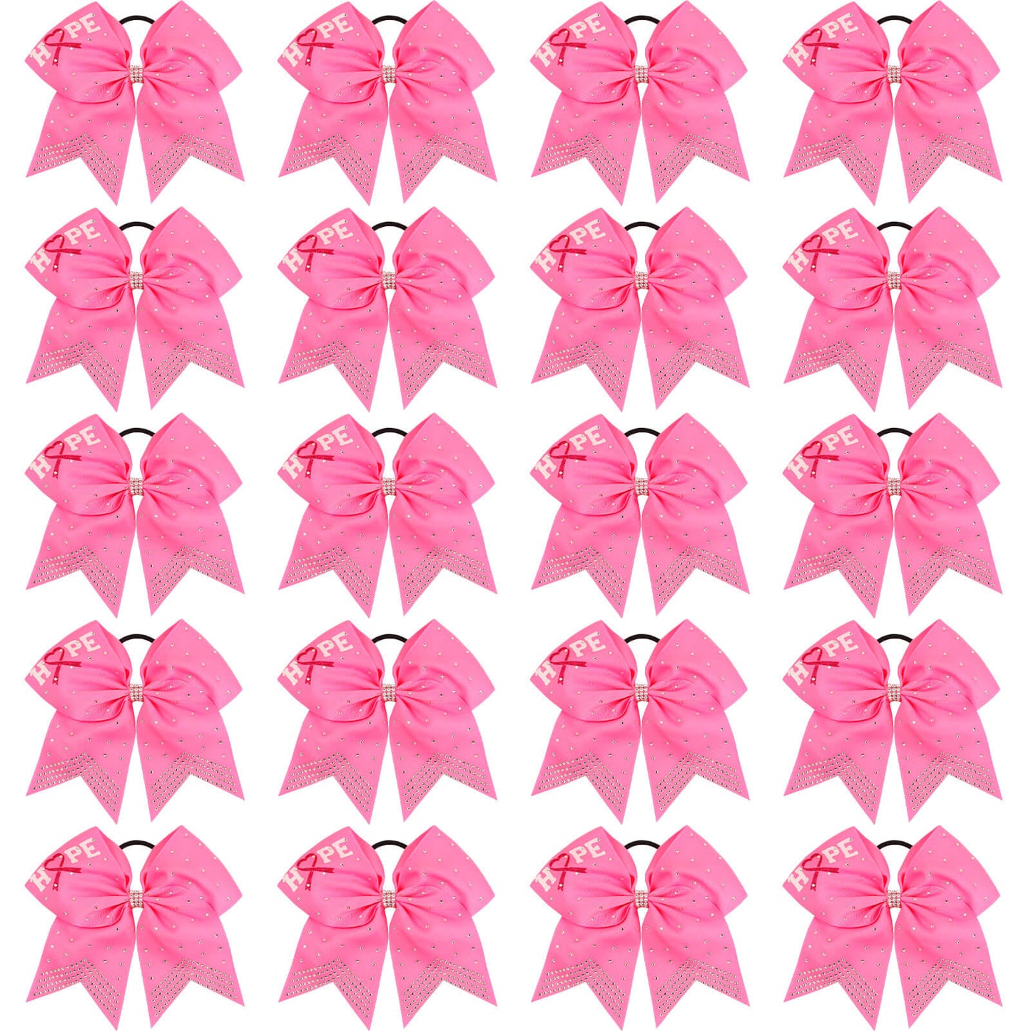 20PCS Breast Cancer Rhinestone Cheer Bows