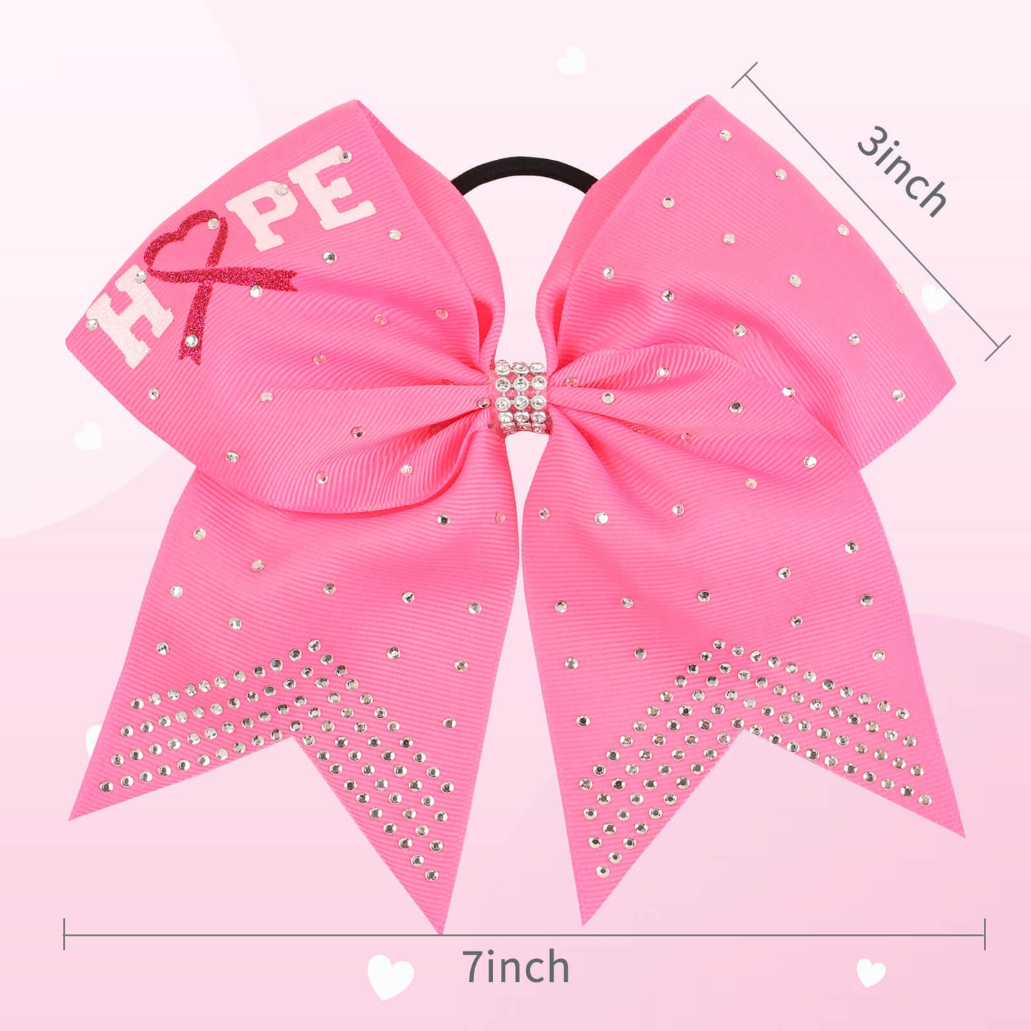 20PCS Breast Cancer Rhinestone Cheer Bows