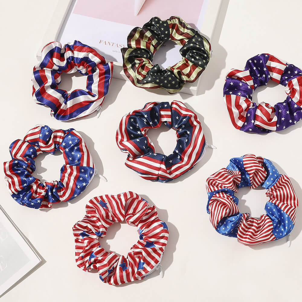 American Flag Zipper Scrunchies