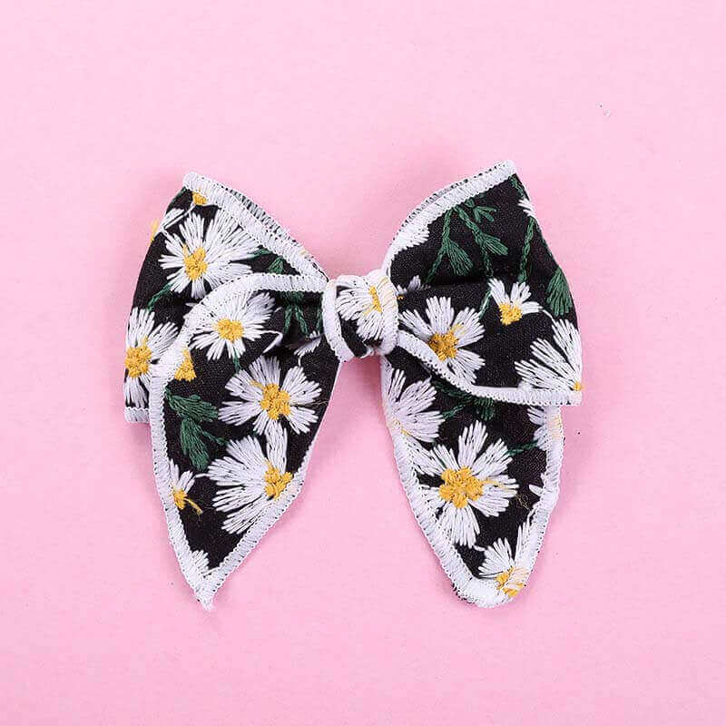 Embroidery Bows Hair Clip For Girls