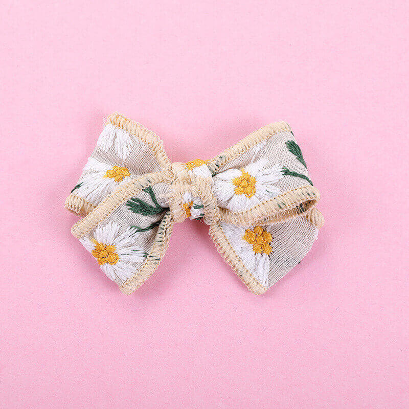 Embroidery Bows Hair Clip