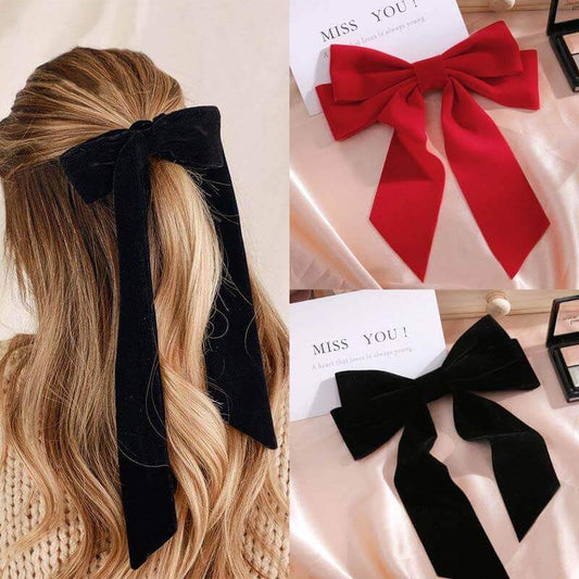 Large Velvet Bow Hair Clips