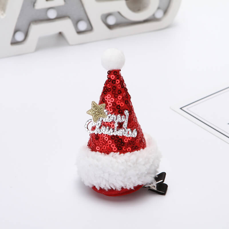 Christmas Red Sequin Hat Hair Clips