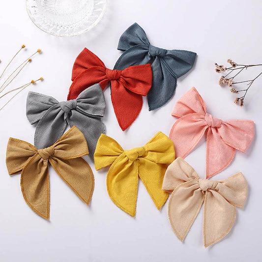 Pure Color Cotton Linen Cheer Bows