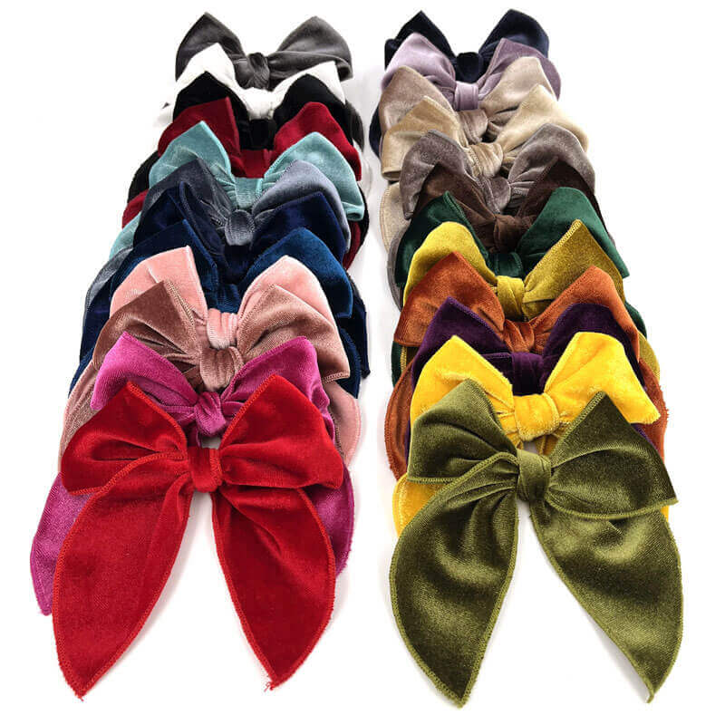 Velvet Sailor Bow Girl Hair Clips