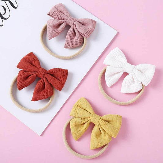 Pure Color Cotton Bow Baby Headbands