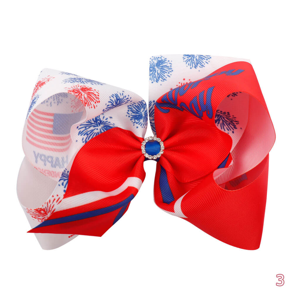Big American Flag Hair Bows | Independence Day Hair Clips