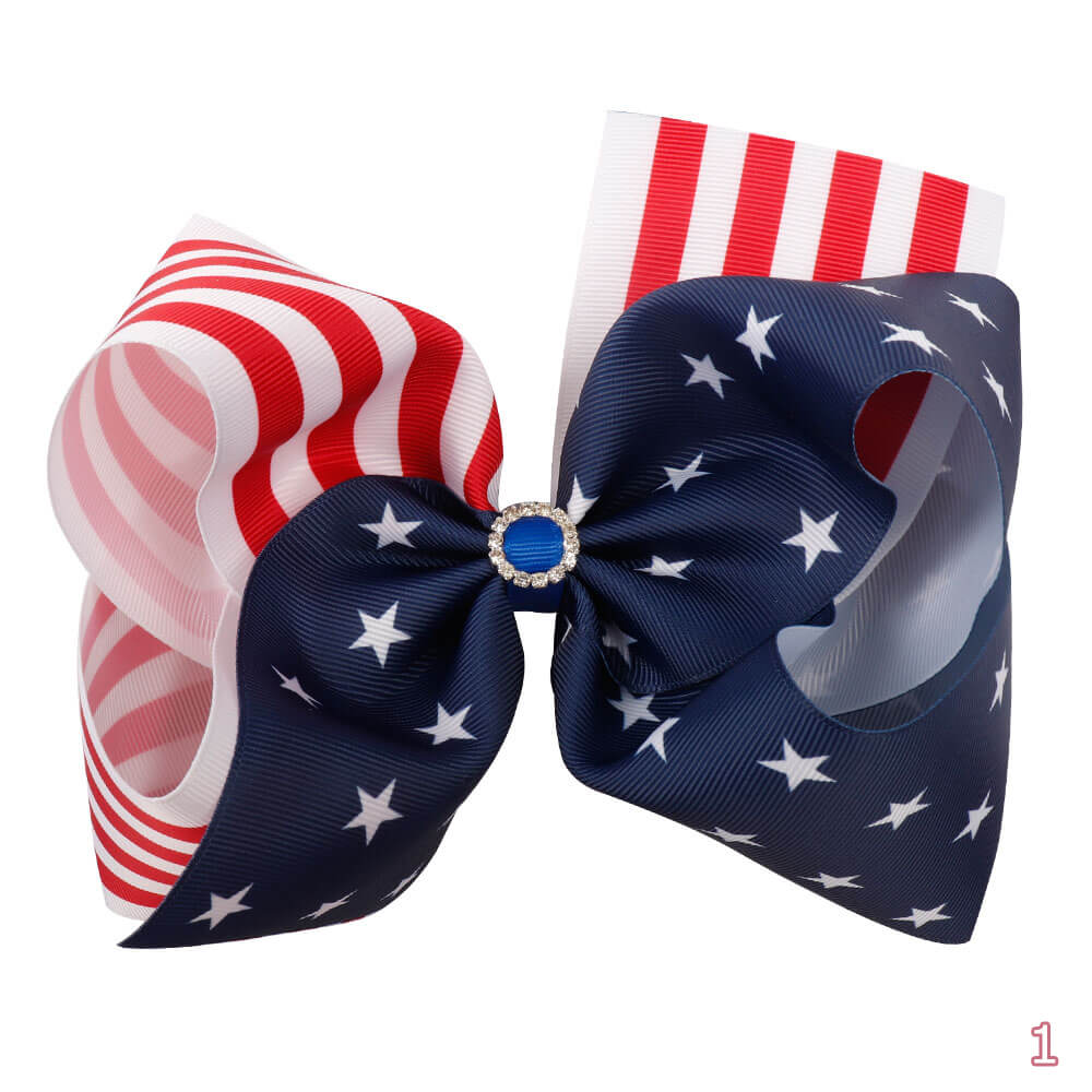 Big American Flag Hair Bows | Independence Day Hair Clips