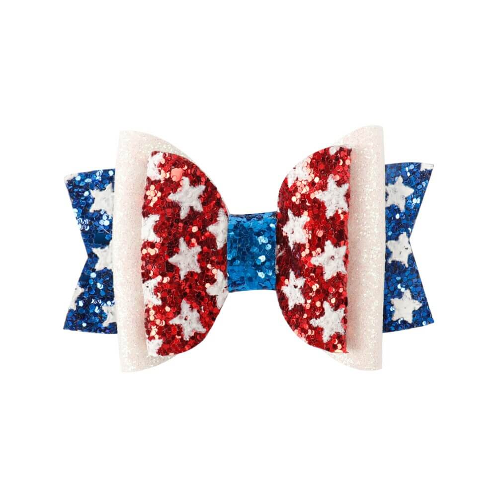 4th of July Glitter Hair Clips