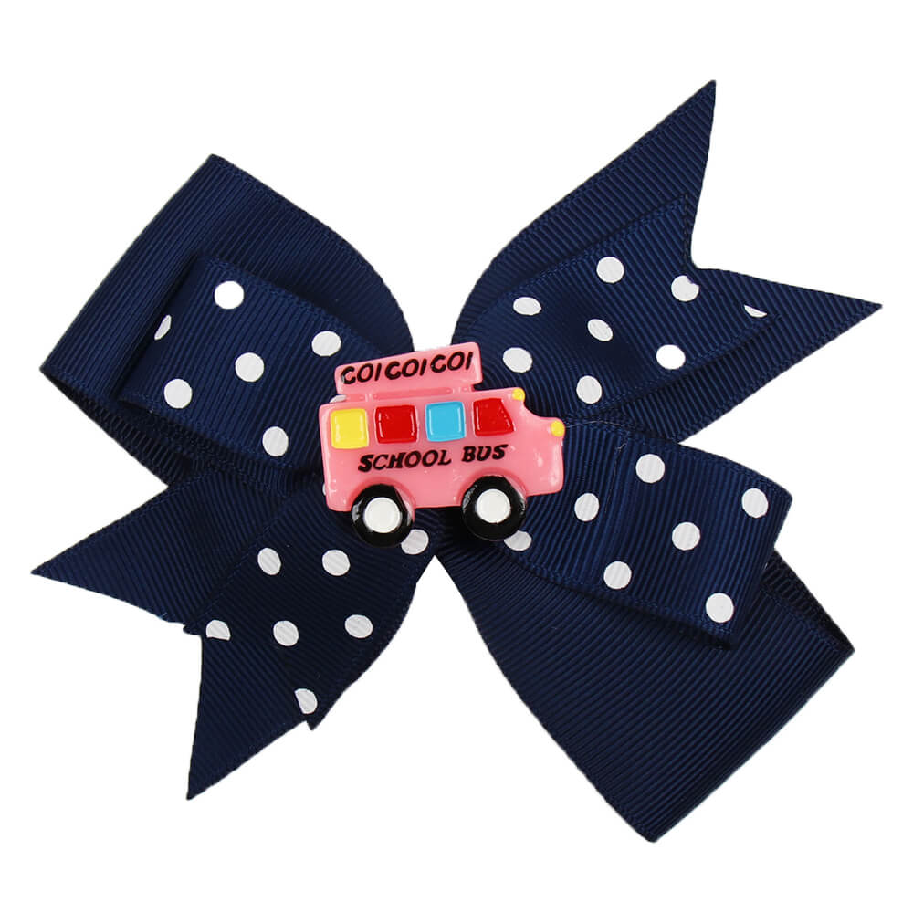 BACK TO SCHOOL Resin Cars Dot Ribbon Hair Clips