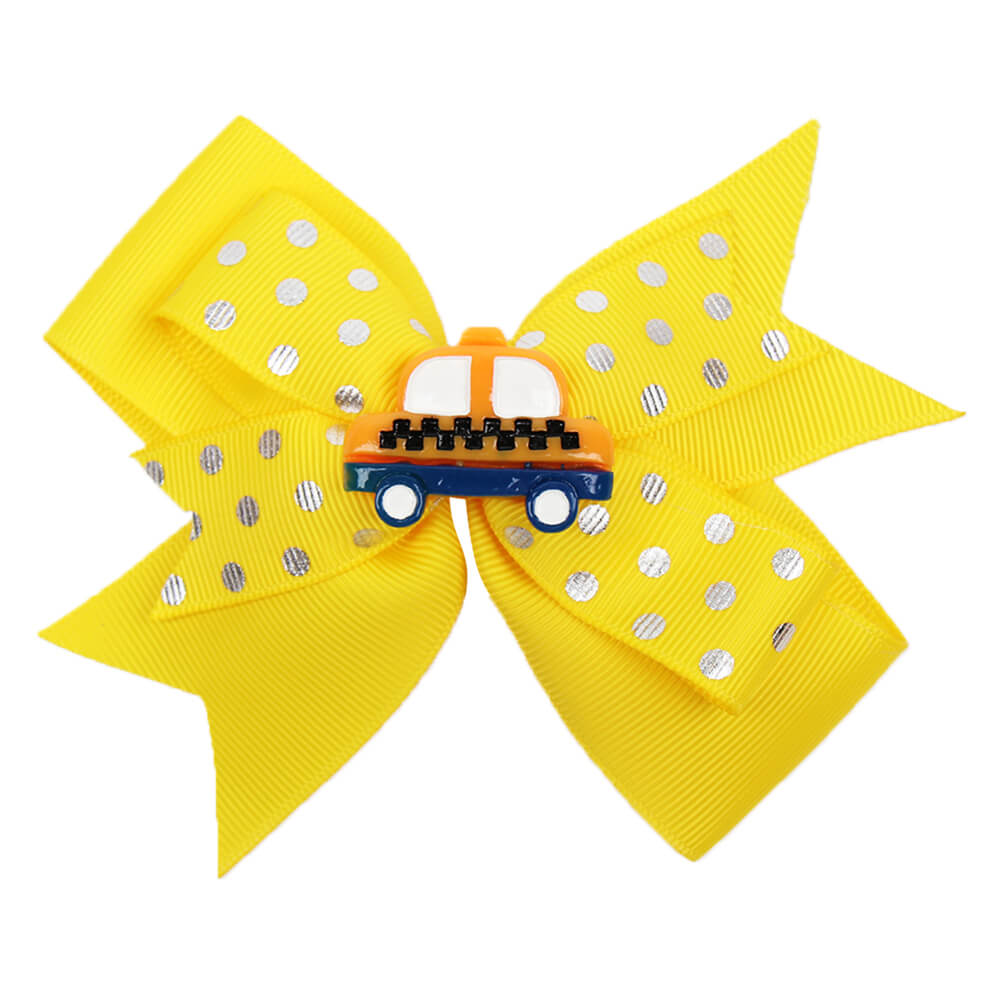 BACK TO SCHOOL Resin Cars Dot Ribbon Hair Clips