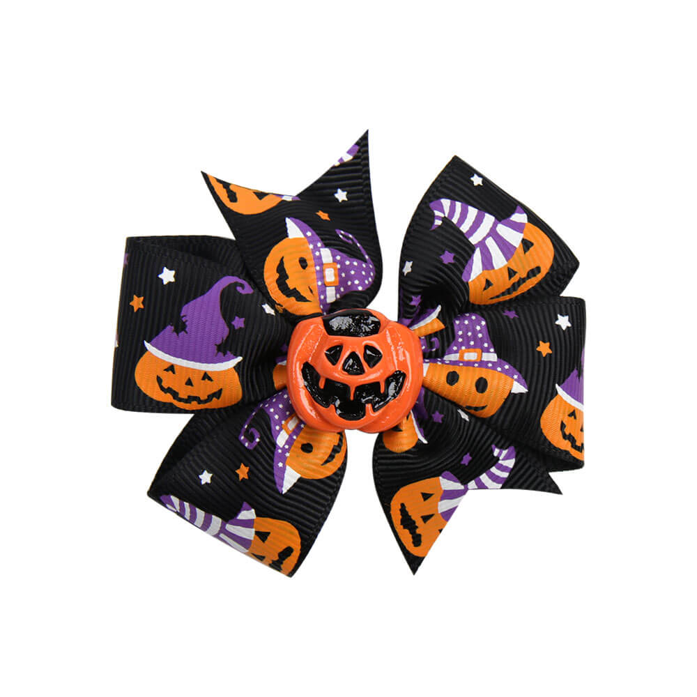 Halloween Printed Ribbon Pinwheel Hair Bows