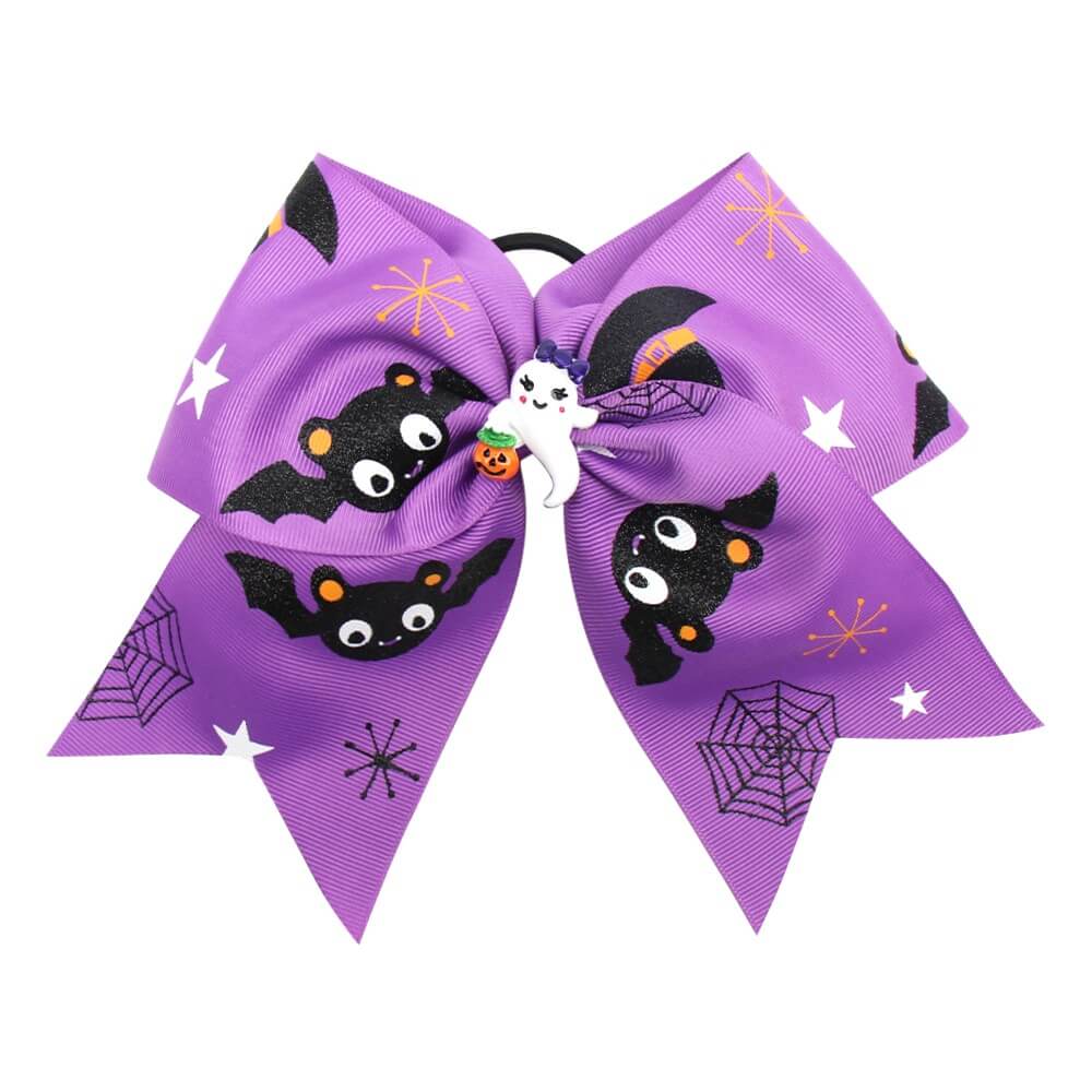 Halloween Print Cheer Bows with Resin Accessories