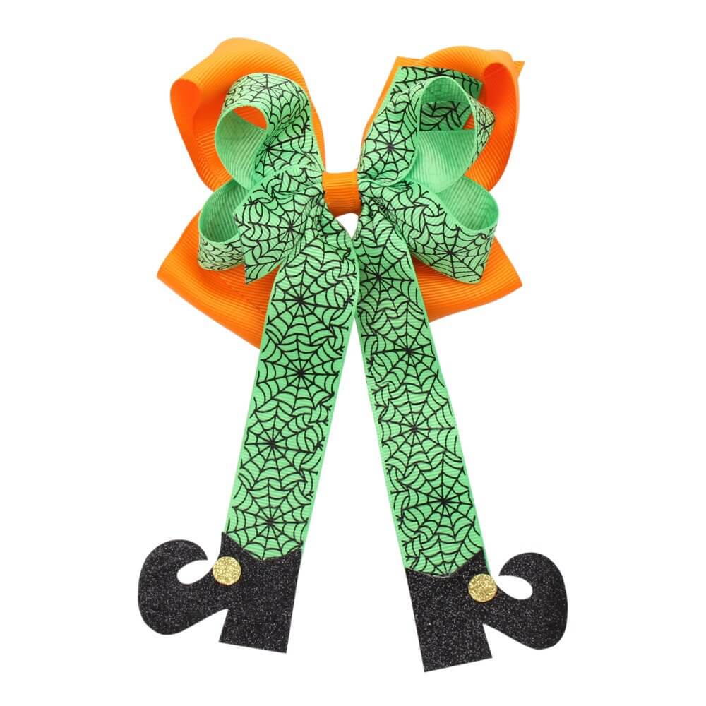 Funny Halloween Hair Bows with Glitter Boots