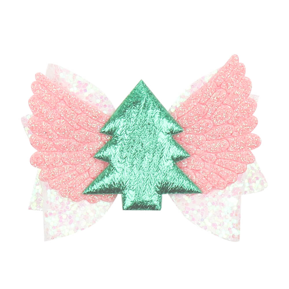 3'' Christmas Tree Glitter Hair Bows