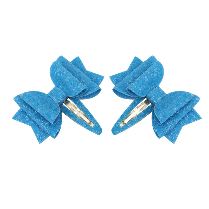 cnhairaccessories Neon Color Glitter Snap Hair Clips, Blue