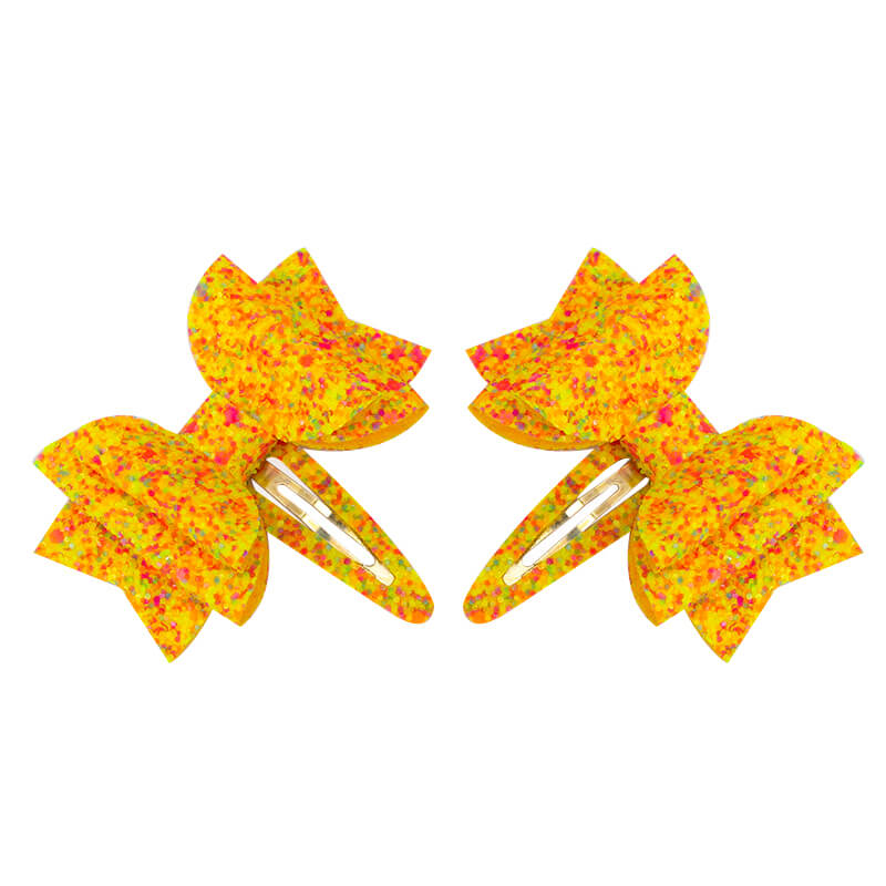 Neon Color Glitter Snap Hair Clips