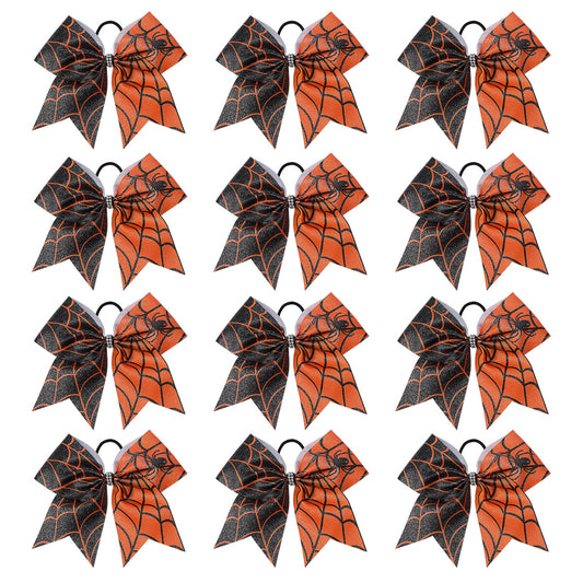 12PCS Halloween Glitter Cheer Bows