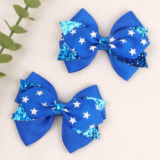 Neon Color Leopard Stars Hair Bows