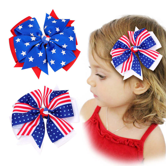 4th of July Flag Pinwheel Hair Bows