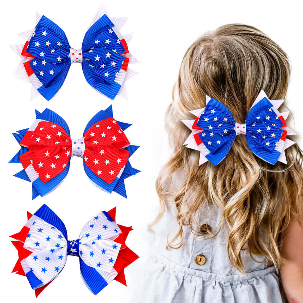 4th of July Little Girl Hair Bow