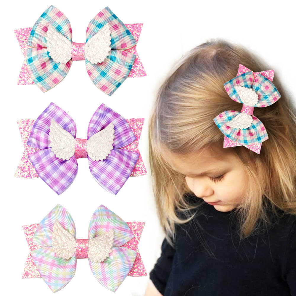 Cute Grids Hair Bow Clips