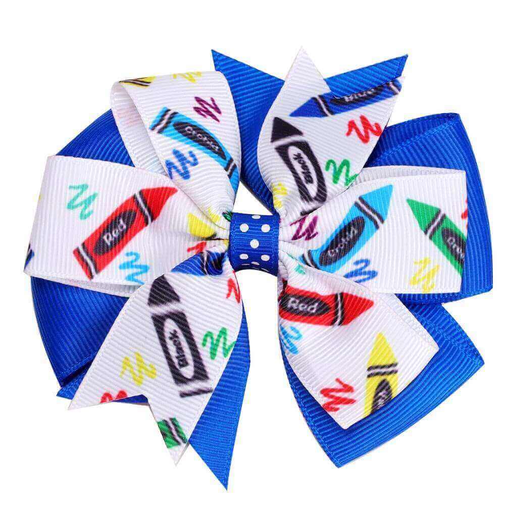 Back to School Pinwheel Hair Bows