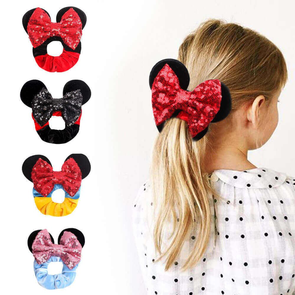 Girls Cartoon Scrunchies with Sequins