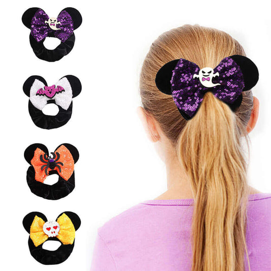 Halloween Sequin Bow Scrunchies