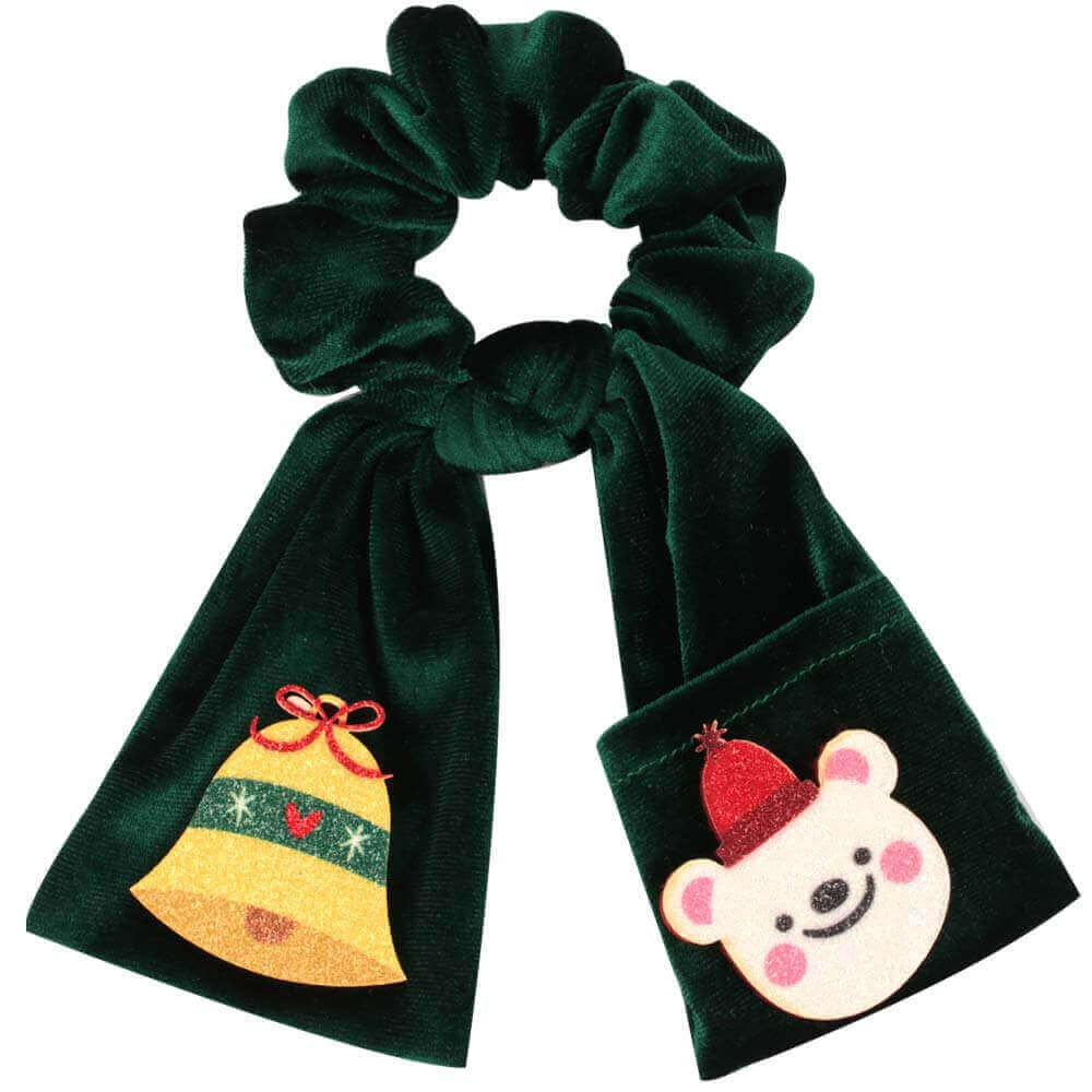Cute Christmas Bear Velvet Scrunchies