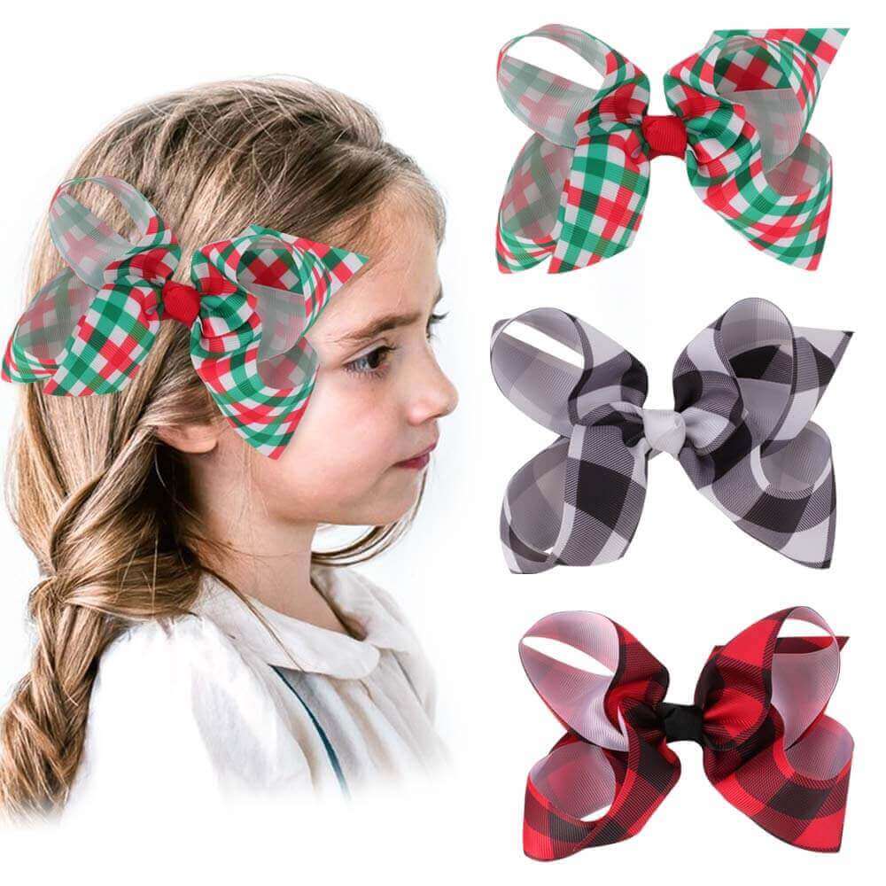 5 Inches Colorful Grids Hair Bows